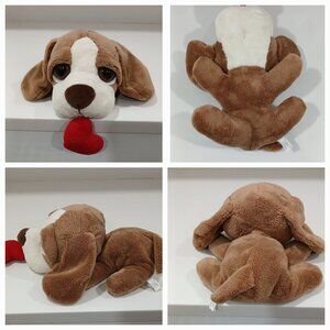 Big Eyes Plush Dog with Heart, 12in. Clean & Good Condition